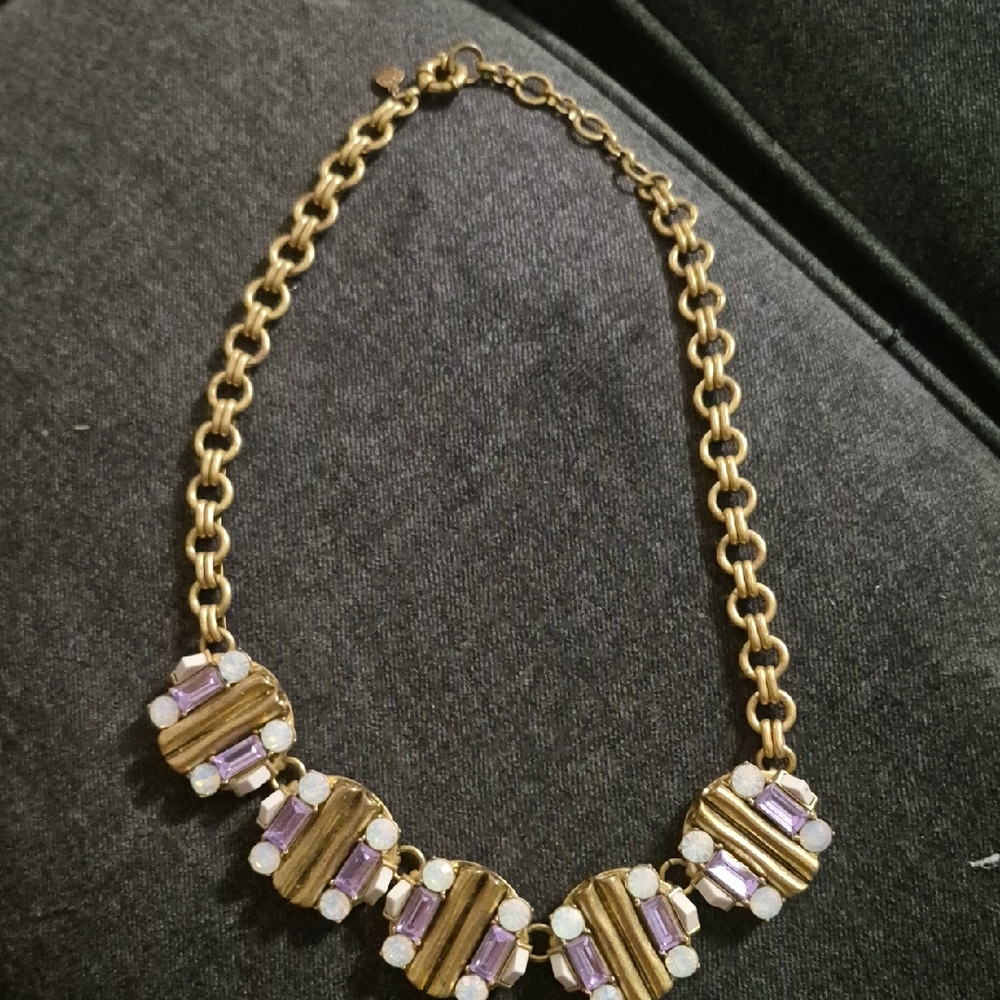 J crew Elegant Gold and Purple Necklace